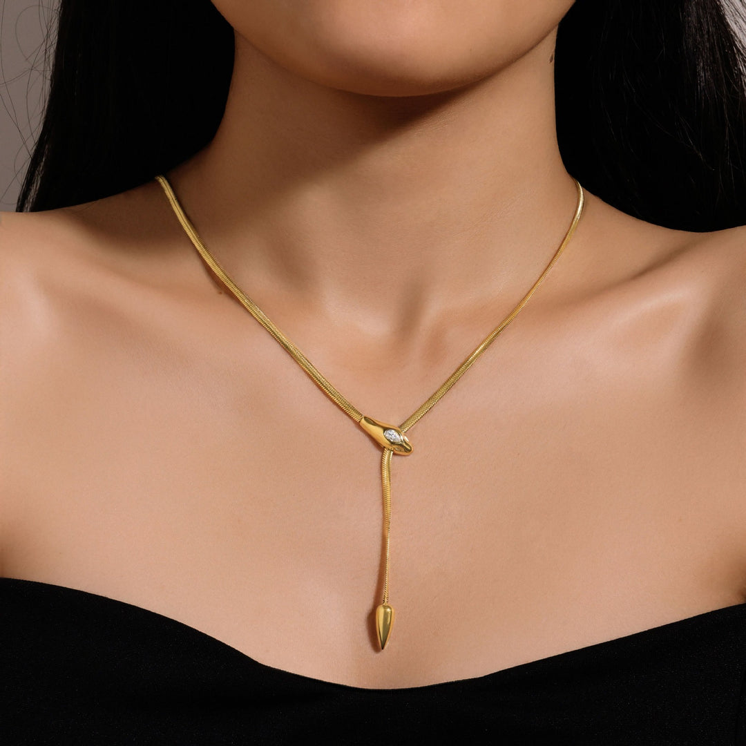 Serpent Starlight Two-Tone Snake Chain Adjustable Necklace
