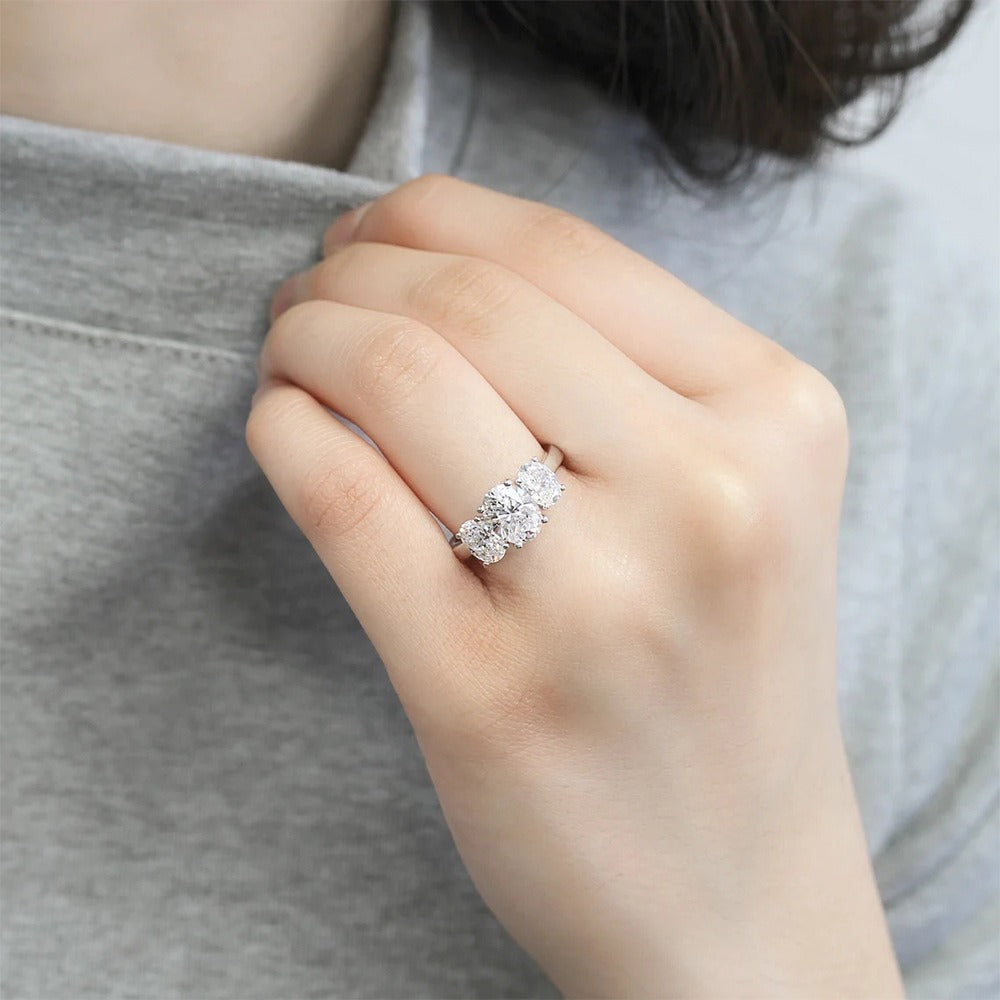 Eternal Vow White Gold Oval Cut Three-Stone Ring