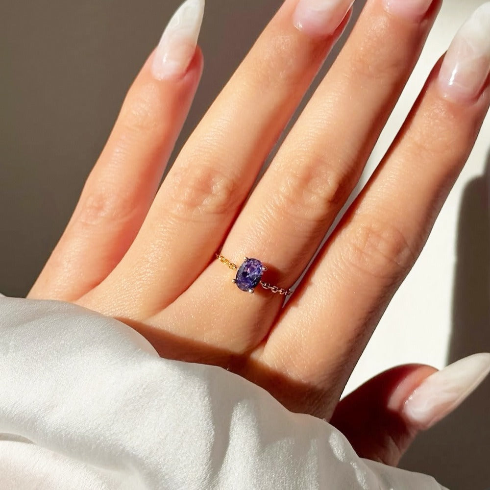 Starlit Chain Adjustable Solitaire Ring