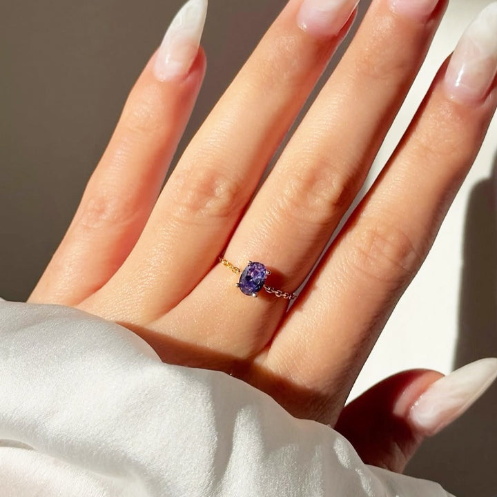 Starlit Chain Adjustable Solitaire Ring