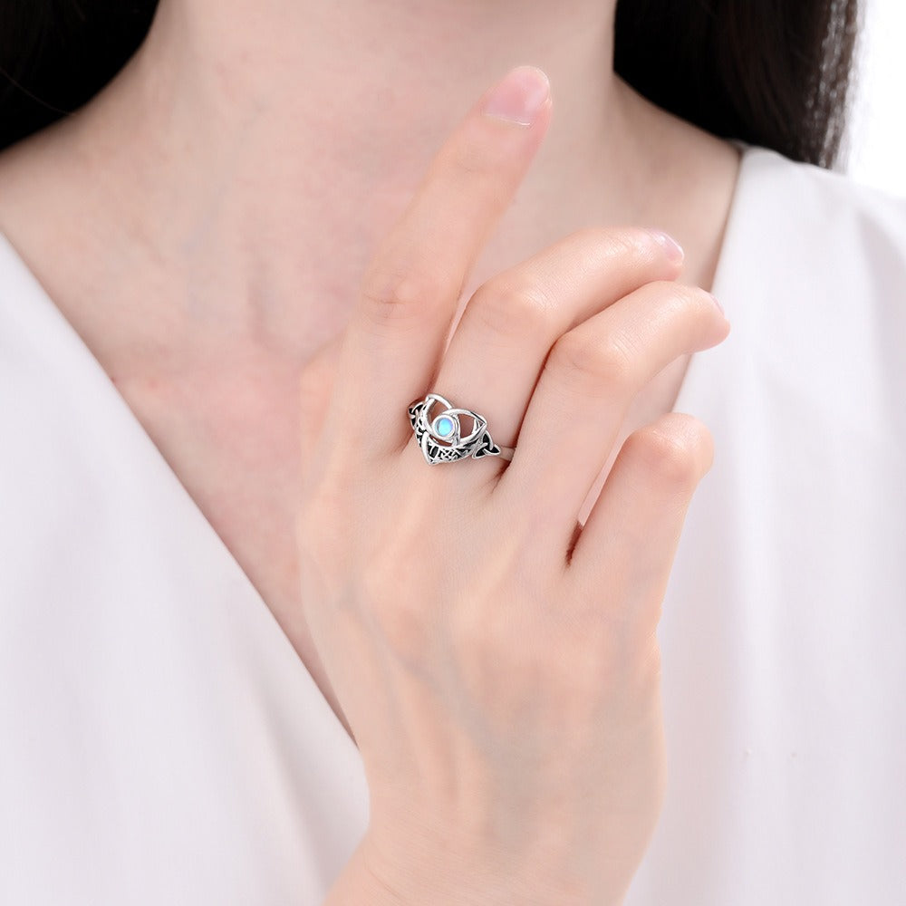 Celtic Protection S925 Silver Moonstone Ring