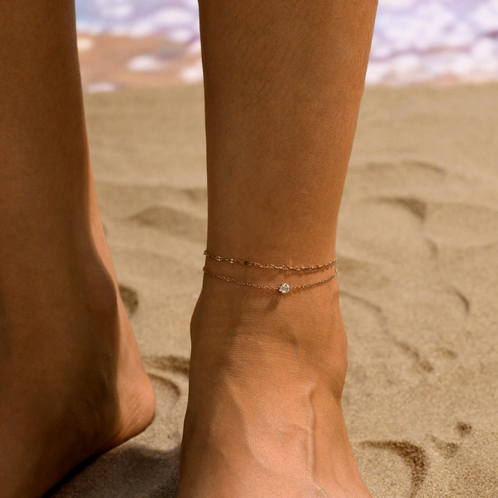 Starlight Shimmer 18K Gold Layered Moissanite Anklet