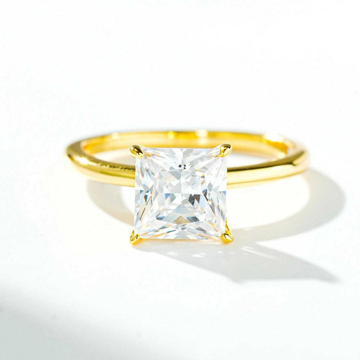 Princess Solitaire 18K Gold Princess Cut Moissanite Ring
