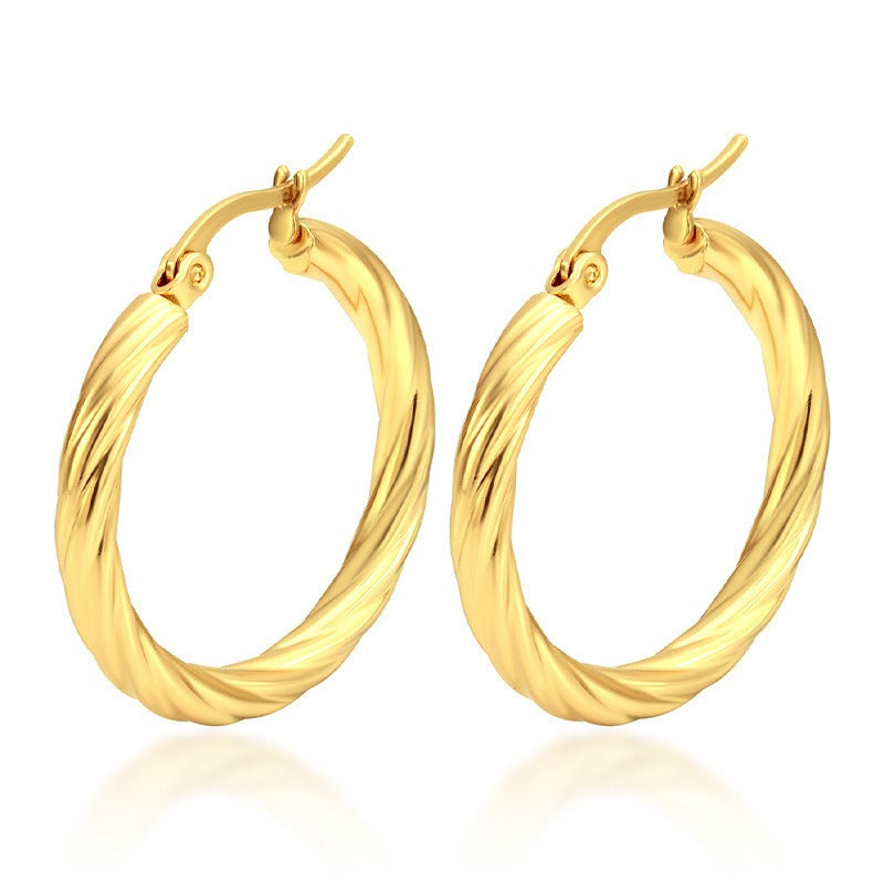 18K Gold/Silver Multi-Size Textured Hoop Earrings