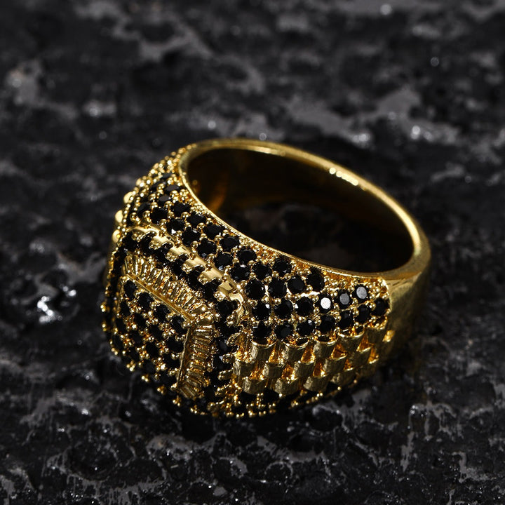 「Iced Square Signet」360° Full Pave Hip-Hop Ring