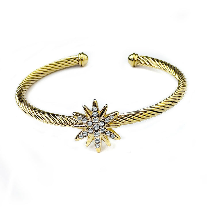 「North Star」Eight-Pointed Star Twisted Cable Cuff Bracelet