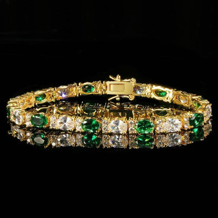 「Emerald Dream」Oval Cut Two-Tone Tennis Bracelet
