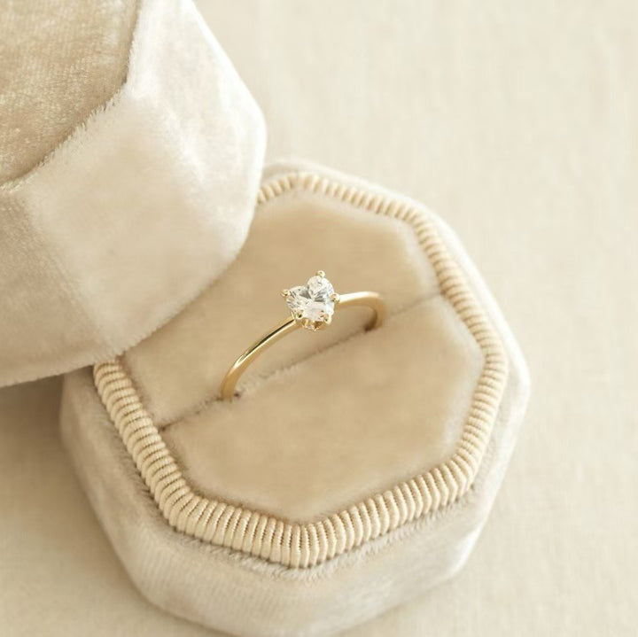 First Heart 14K Gold Minimalist Heart Solitaire Ring