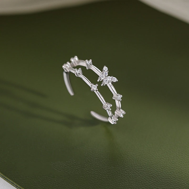 Butterfly Shadow Moissanite Double-Layer Adjustable Ring