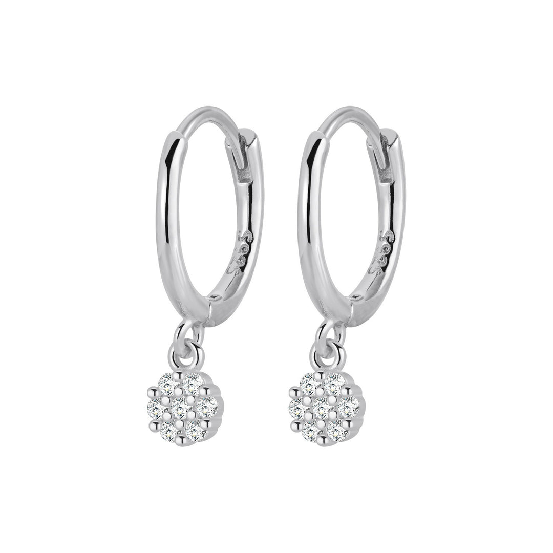 Mini Daisy Cluster Huggie Hoop Earrings