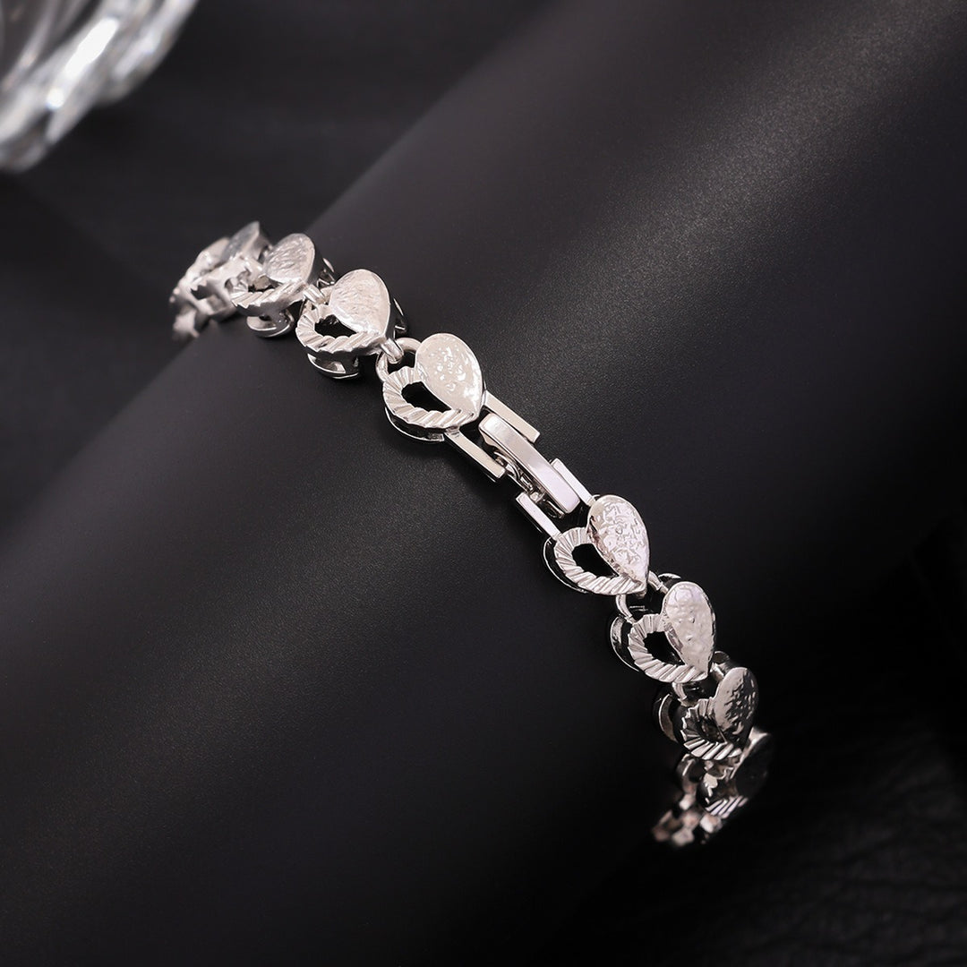 Hollow Heart 18K Gold Plated Link Bracelet