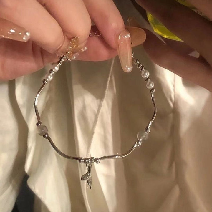 S925 Silver Platinum Plated Mermaid Tears 2-Piece Bracelet Set