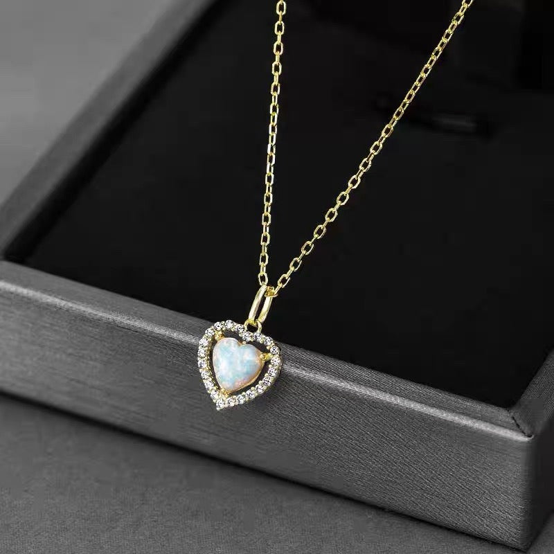 Aurora Heart Opal Pendant Necklace