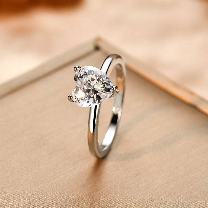 Dainty Heart CZ Solitaire Ring