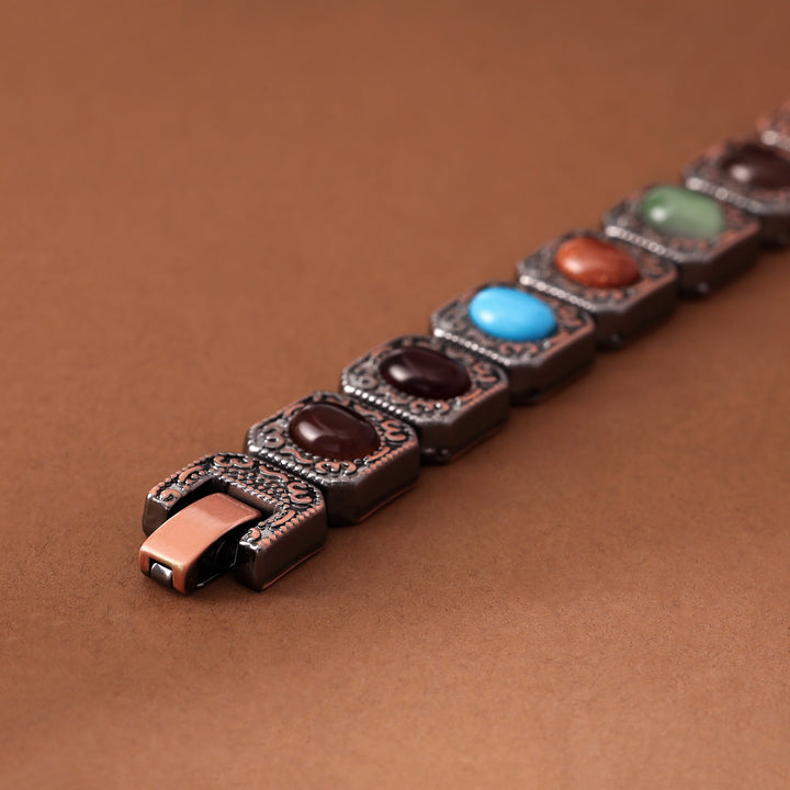 Vintage Copper Natural Stone Magnetic Therapy Bracelet