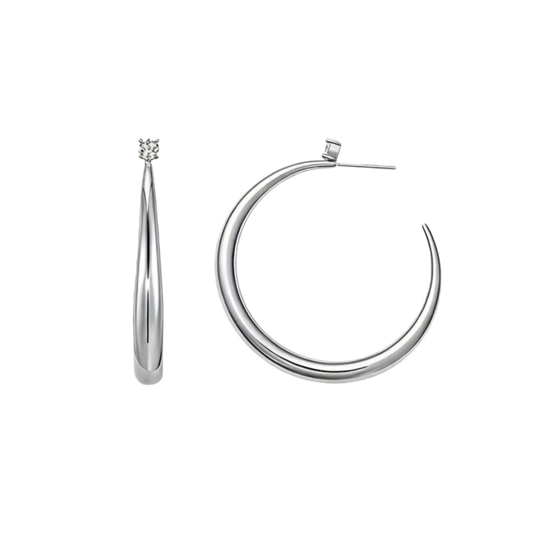 14K Gold Plated Moissanite Accent Teardrop Hoop Earrings