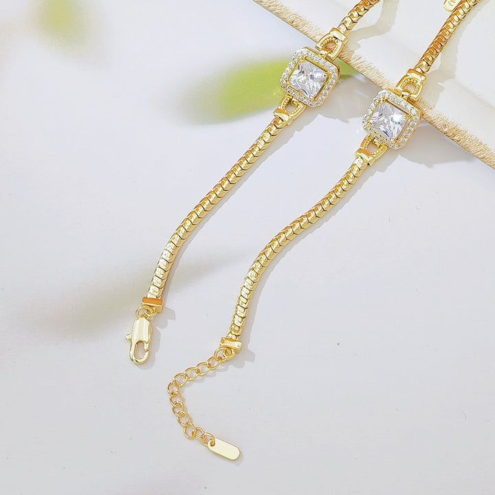 18K Gold Plated Snake Chain CZ Bracelet Collection