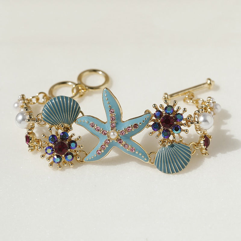 Enamel Ocean Starfish Shell Charm Bracelet