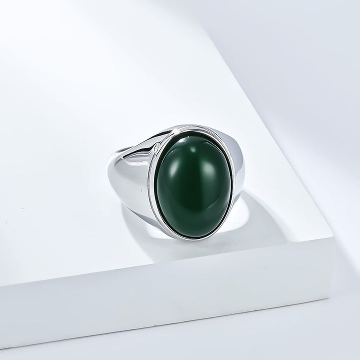 Vintage Oval Cabochon Natural Stone Signet Ring
