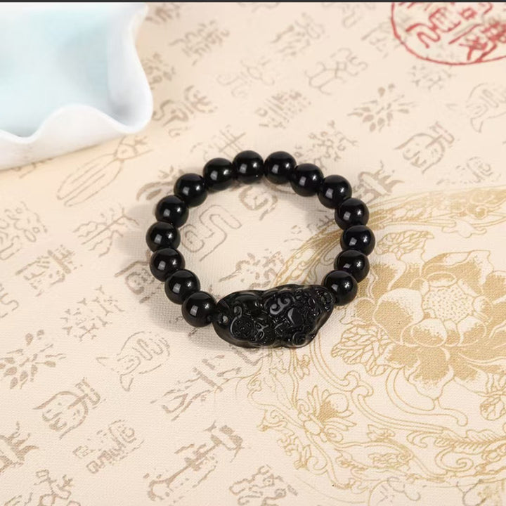 Natural Black Obsidian Pixiu Bracelet
