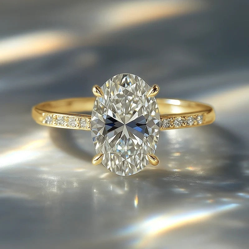 S925 Sterling Silver Oval-Cut Pavé Band Ring