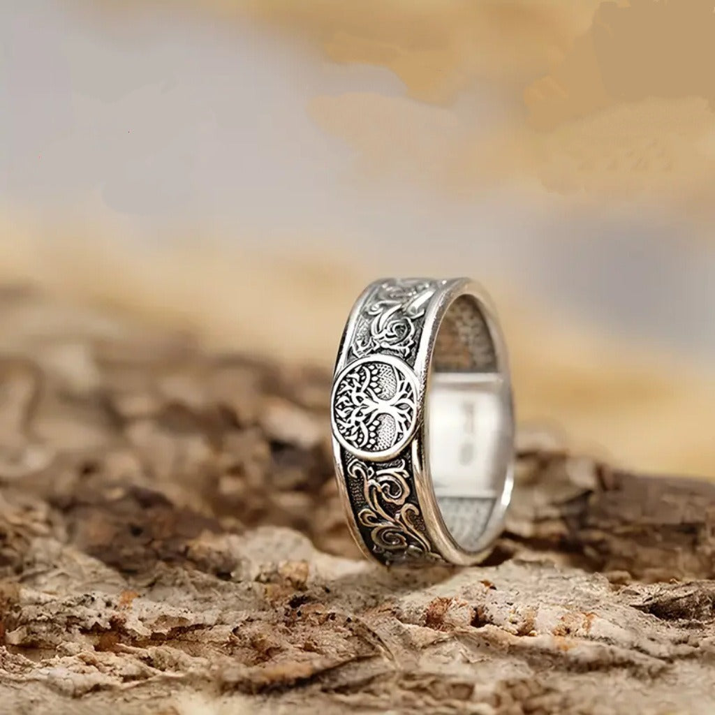 S925 Sterling Silver Vintage Tree of Life Ring