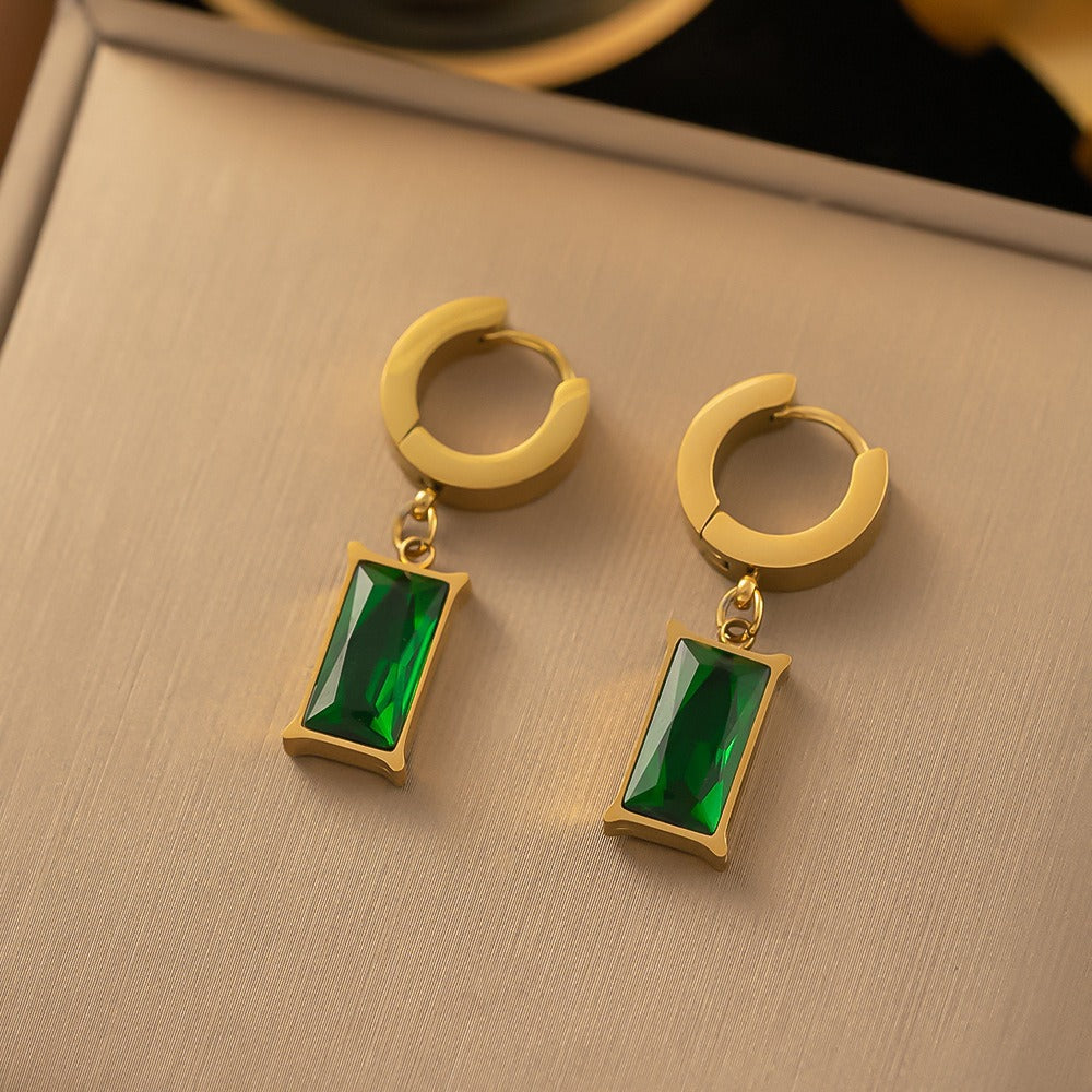 S925 Silver Gold-Plated Emerald Snake Chain Jewelry Set