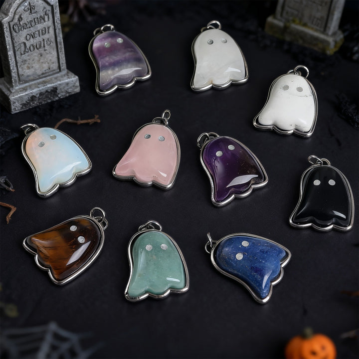 Adorable Ghost · Natural Crystal Ghost Pendant Necklace