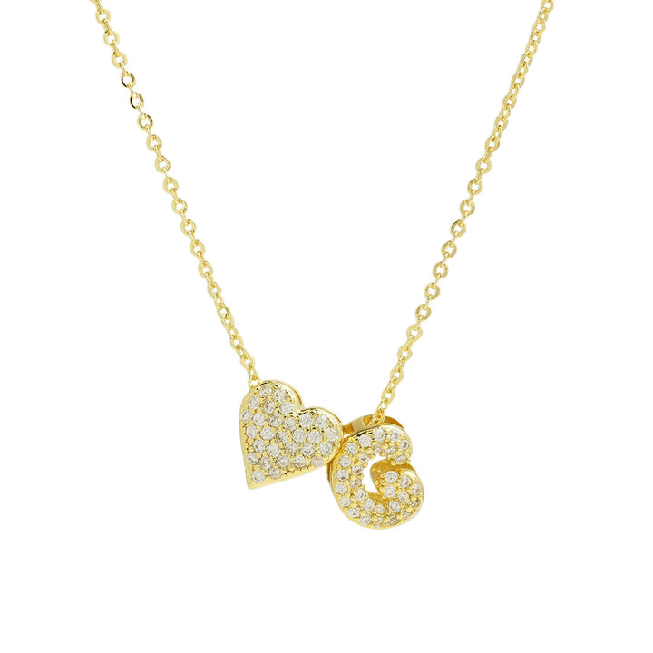 Starlight Heart 26-Letter Pavé Initial Heart Custom Necklace