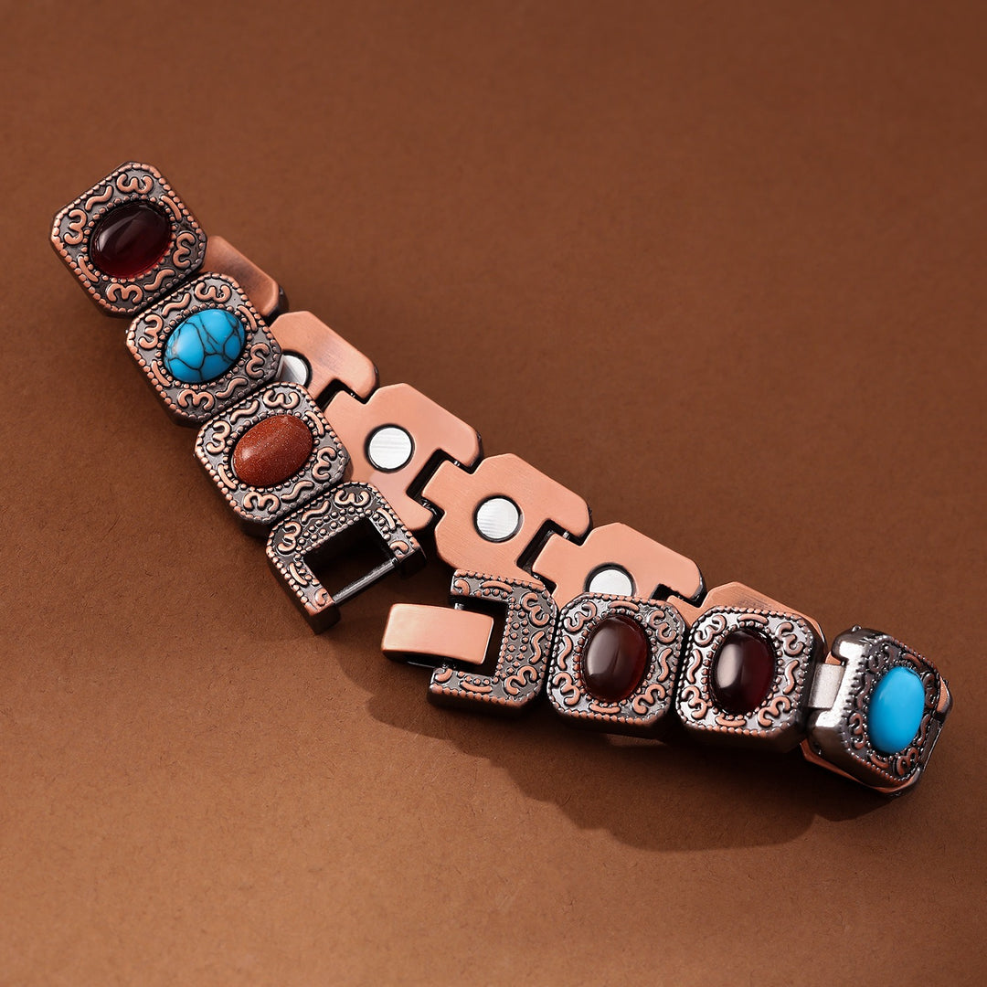 Vintage Copper Natural Stone Magnetic Therapy Bracelet