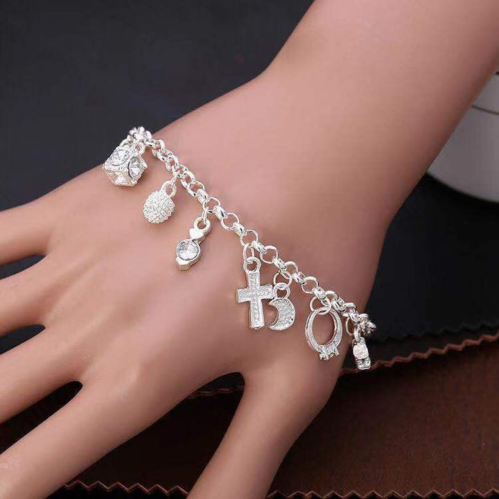 Wish Collection S925 Sterling Silver 12 Charm Bracelet