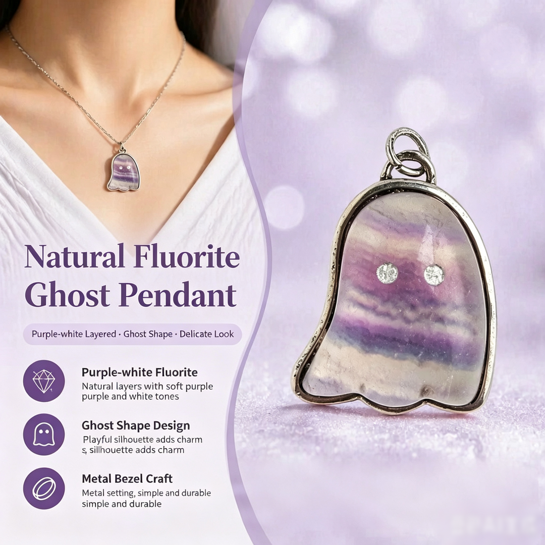 Adorable Ghost · Natural Crystal Ghost Pendant Necklace