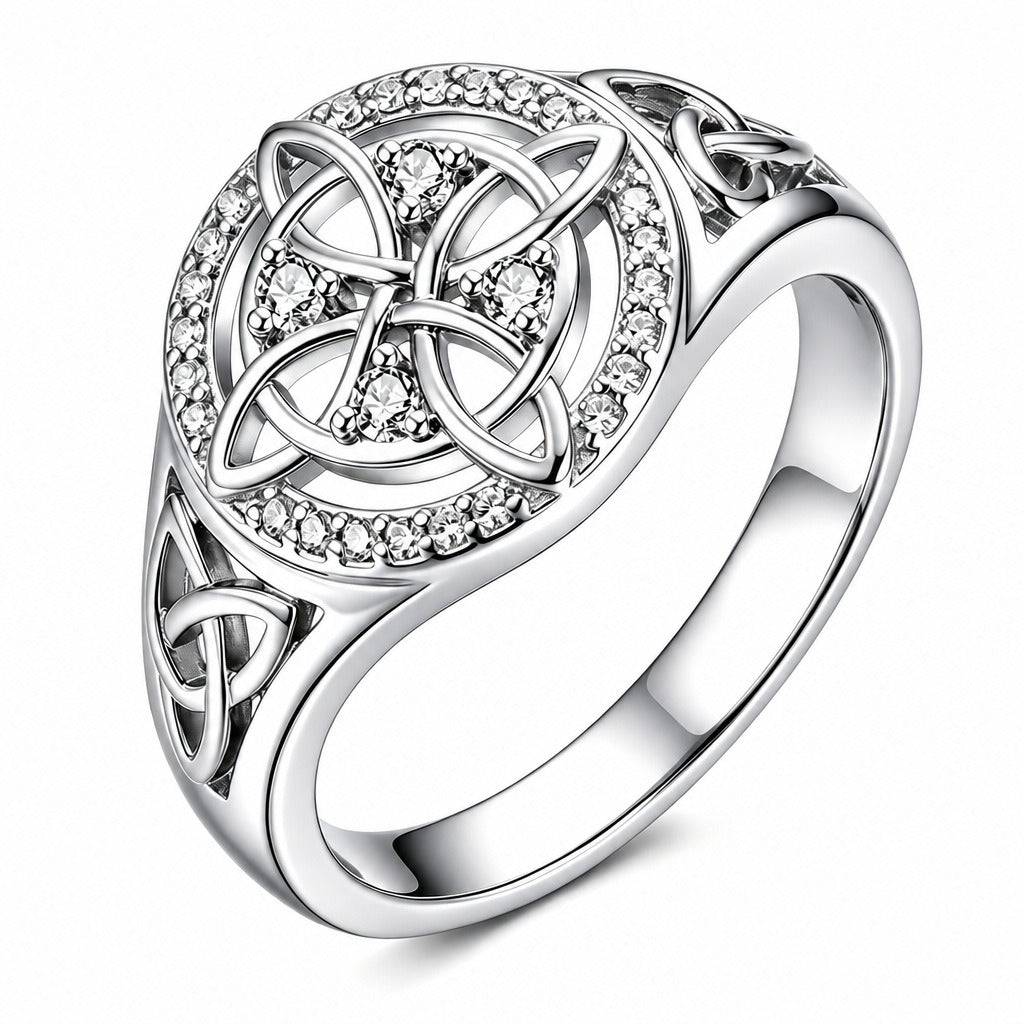 Celestial Guardian · Pavé Celtic Knot Energy Ring