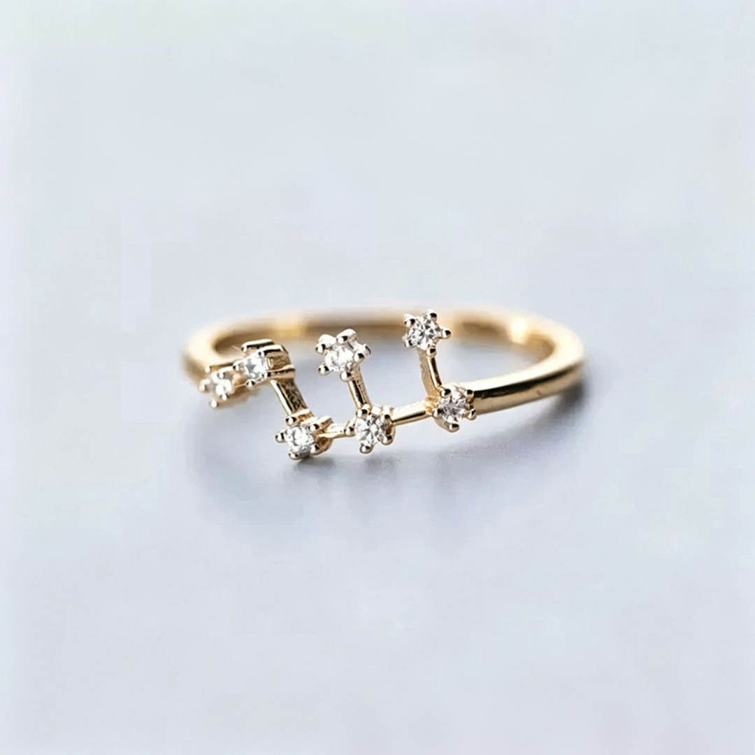 S925 Sterling Silver Zodiac Open Ring Constellation Pavé Ring