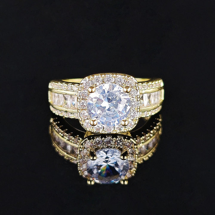 18K Gold Plated Cushion Cut Halo Ring