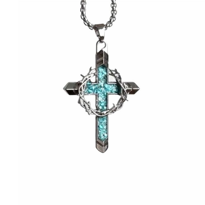 Vintage Gothic Turquoise Cross Necklace