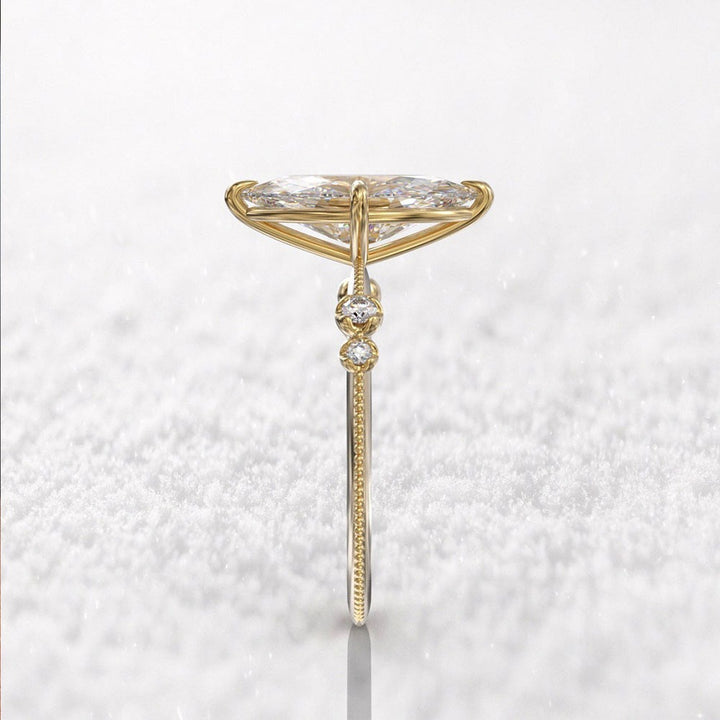 S925 Silver Marquise Cut Ring | Vintage Milgrain Accent Band
