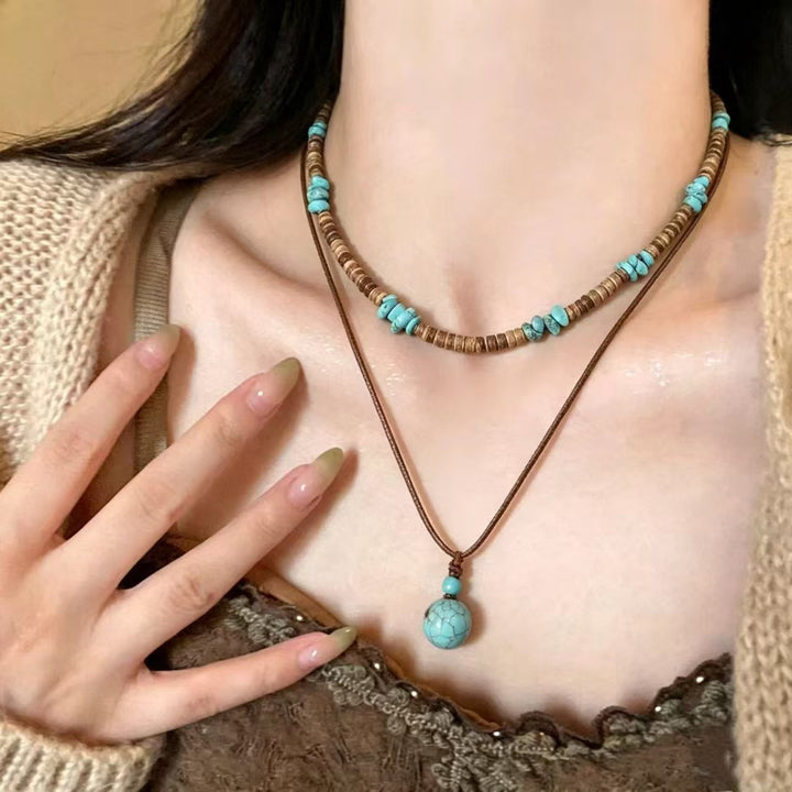 Boho Natural Tiger's Eye & Turquoise Necklace