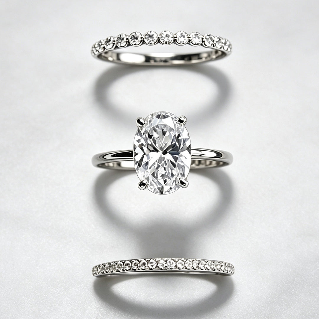 Classic Oval Cut Bridal 3-Piece Ring Set