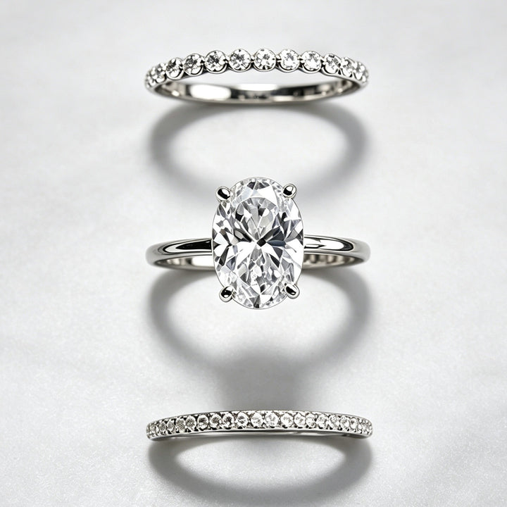 Classic Oval Cut Bridal 3-Piece Ring Set