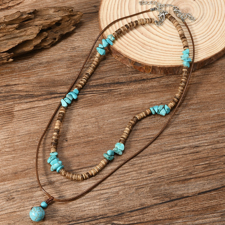 Boho Natural Tiger's Eye & Turquoise Necklace