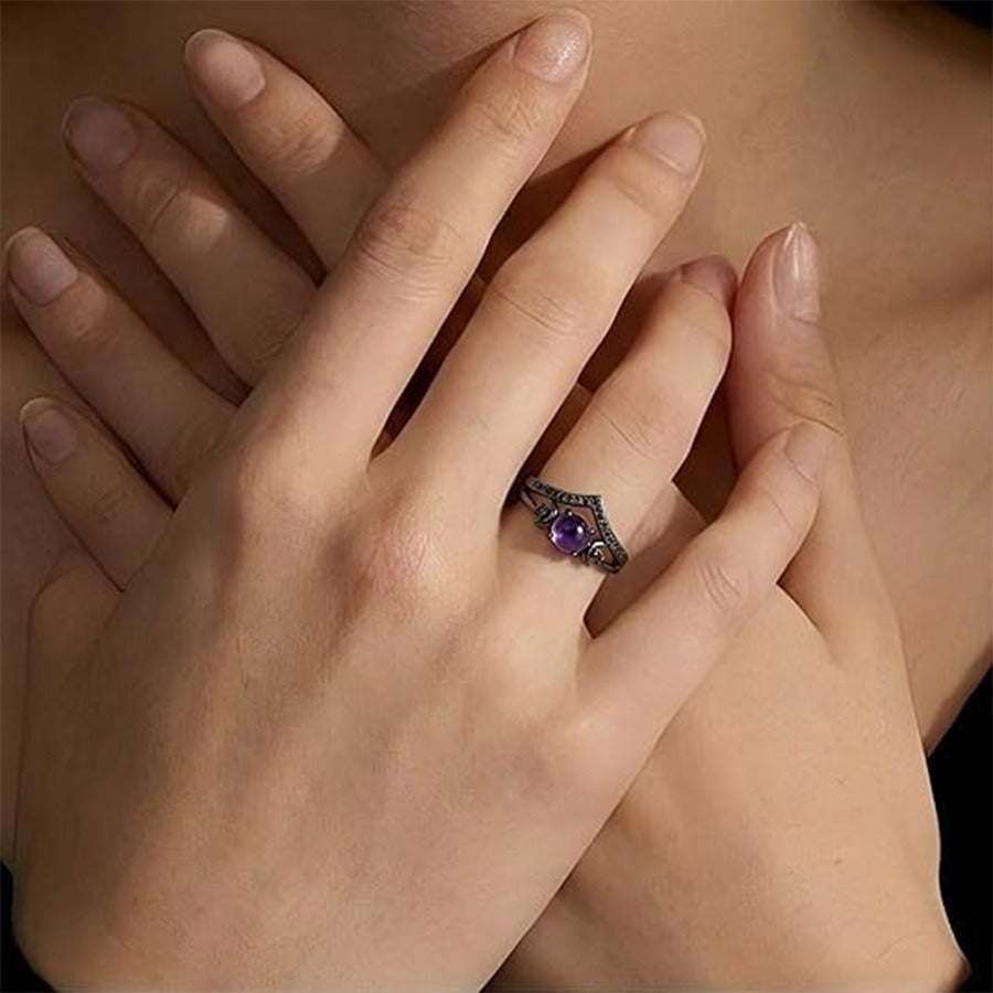 Crescent Moon Gemstone Ring