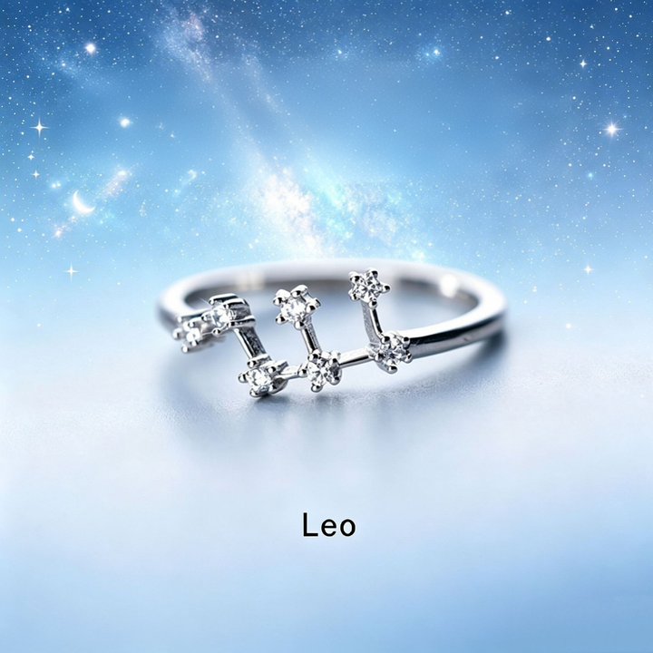 S925 Sterling Silver Zodiac Open Ring Constellation Pavé Ring