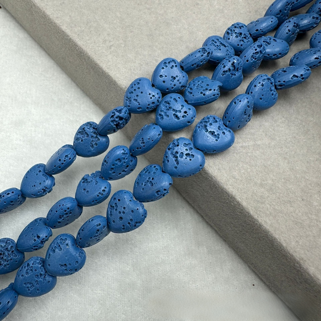 Heart-Shaped Natural Lava Stone Beads
