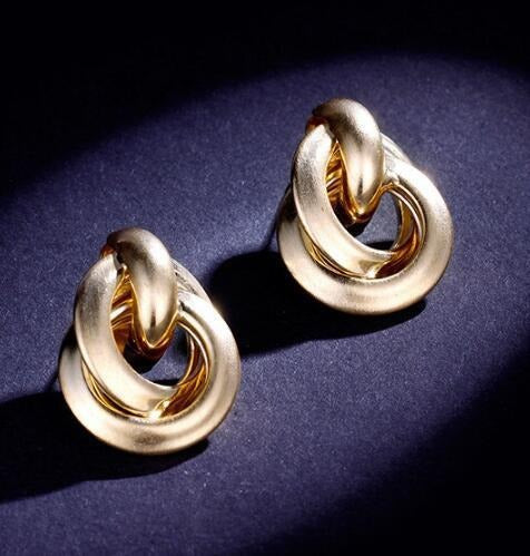 18K Gold & Silver Plated Polished Finish Minimalist Sculptural Knot Stud Earrings
