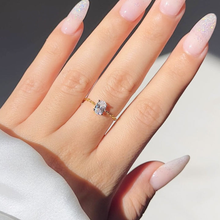 Starlit Chain Adjustable Solitaire Ring