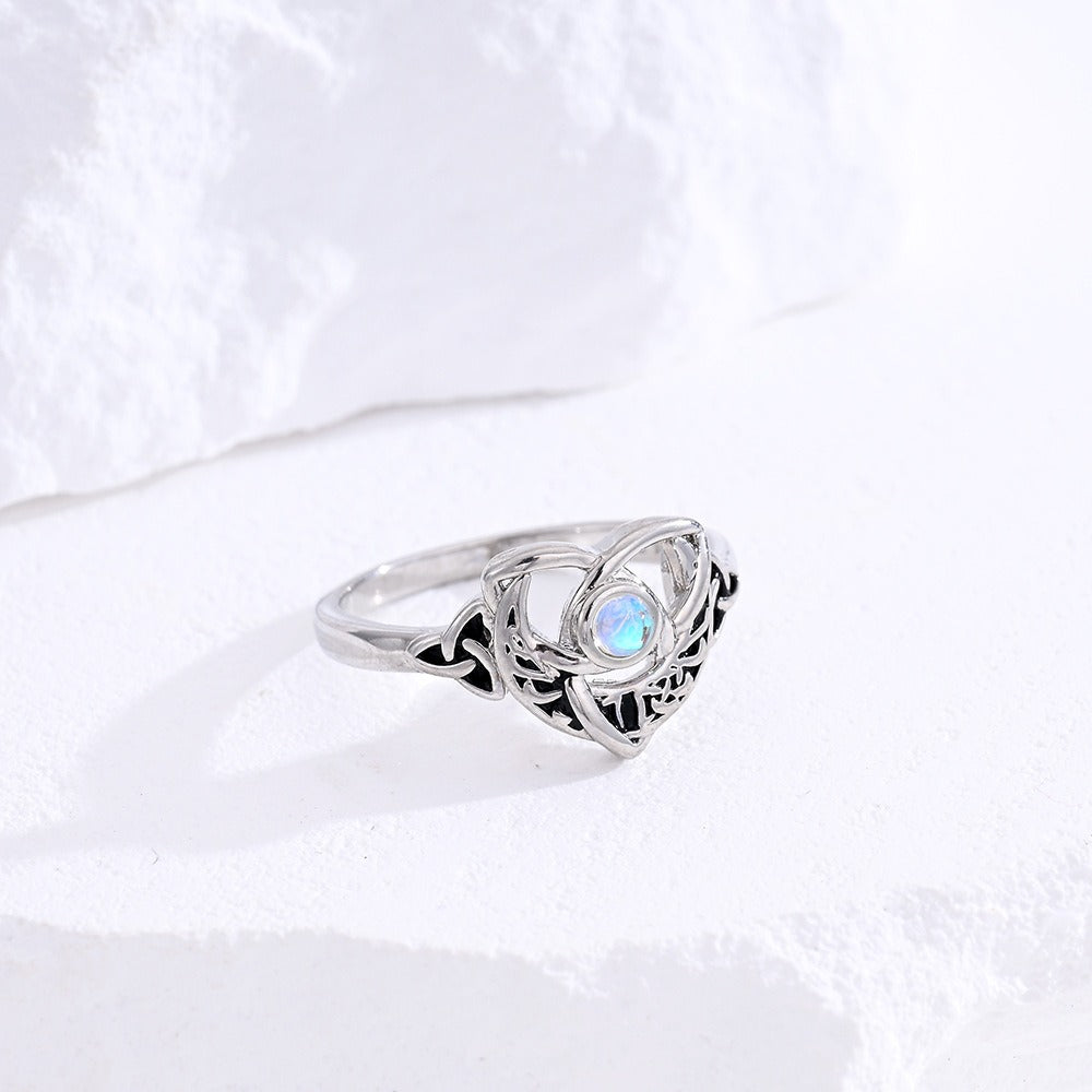 Celtic Protection S925 Silver Moonstone Ring