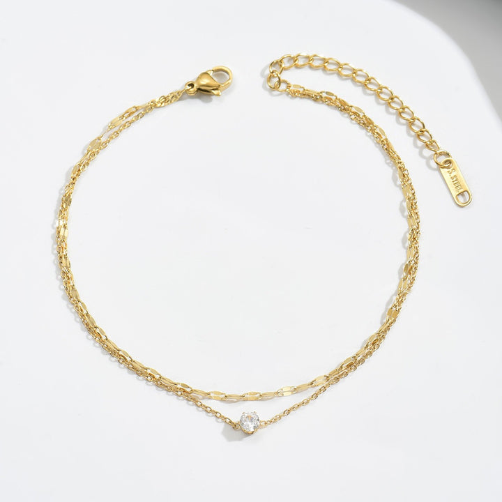 Starlight Shimmer 18K Gold Layered Moissanite Anklet