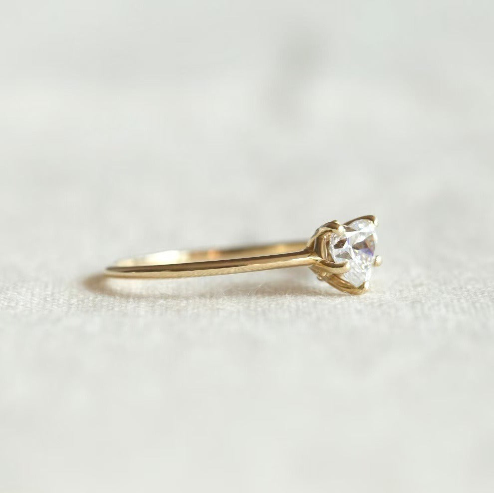 First Heart 14K Gold Minimalist Heart Solitaire Ring
