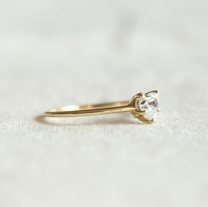 First Heart 14K Gold Minimalist Heart Solitaire Ring